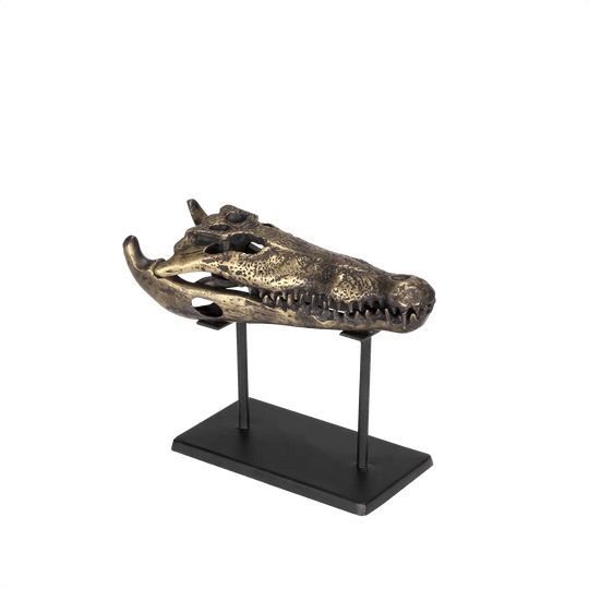 Noir Brass Alligator On Stand, Small DECORATIVE OBJECTS