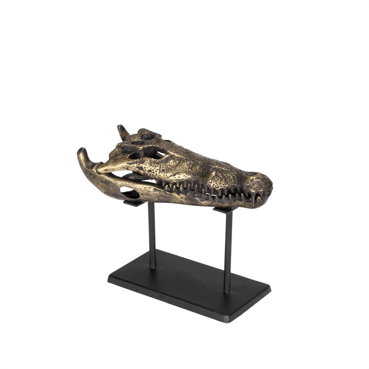 Noir Brass Alligator On Stand, Small DECORATIVE OBJECTS