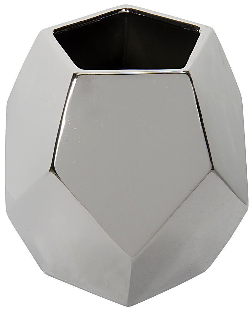 Noir - 122 Ceramic Vase, Silver Finish - AC122SV