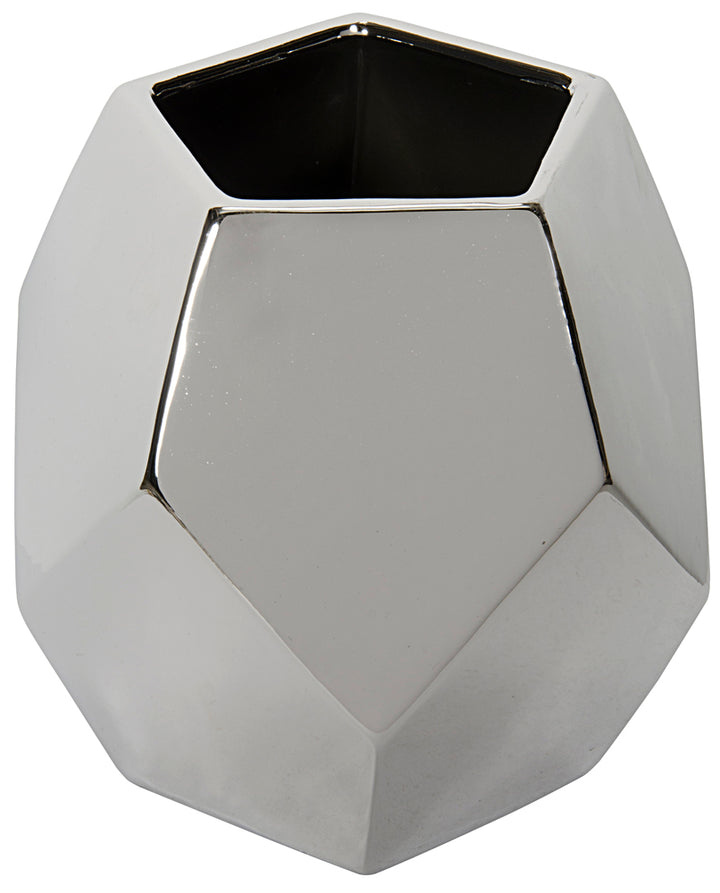Noir - 122 Ceramic Vase, Silver Finish - AC122SV