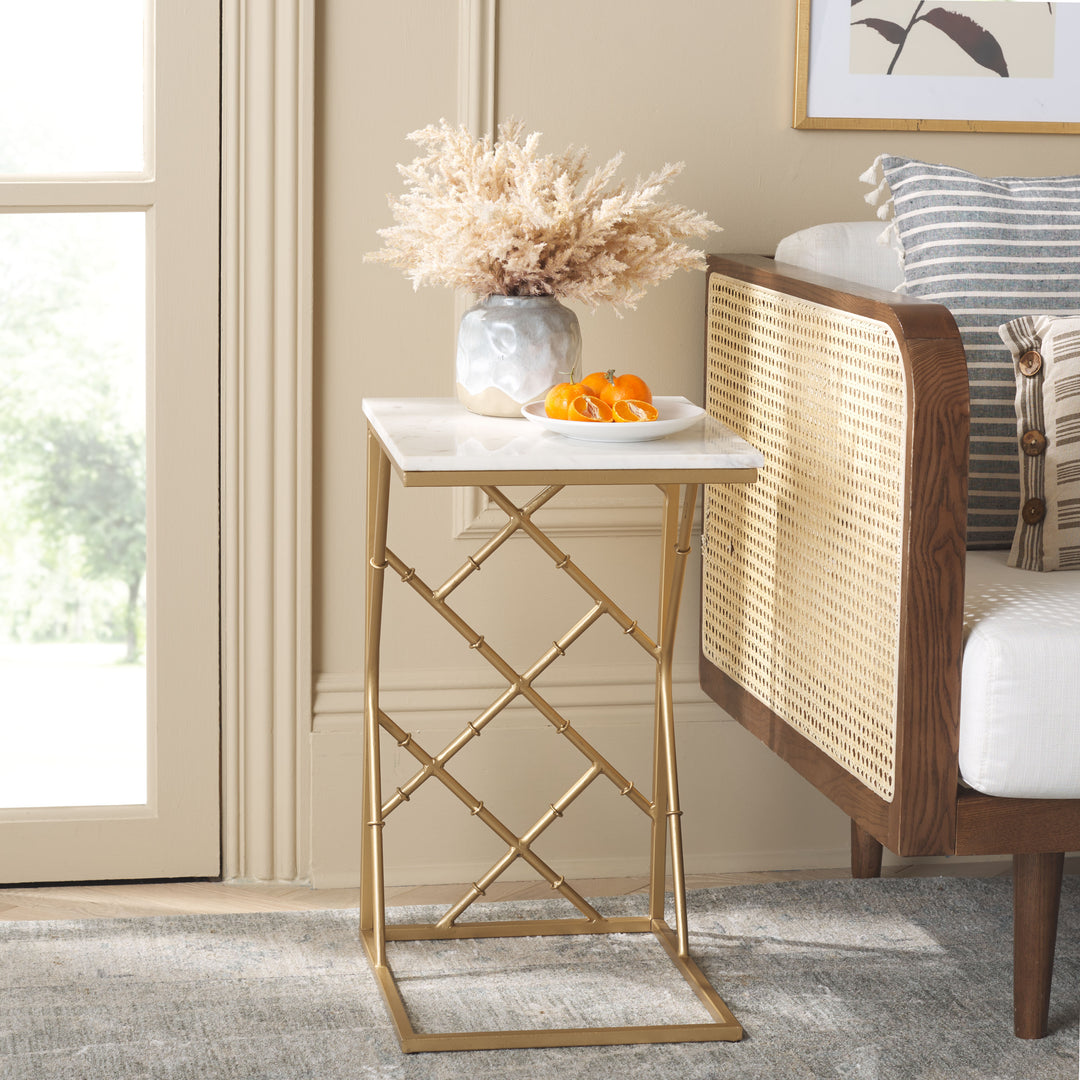 WHITE MARBLE TOP / GOLD LEGS