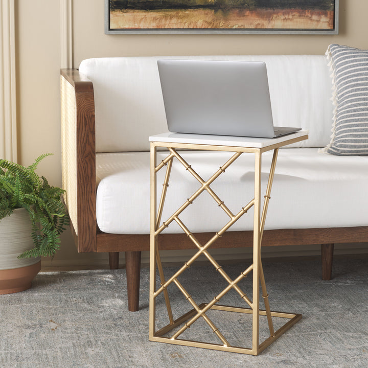 WHITE MARBLE TOP / GOLD LEGS