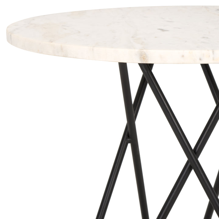 WHITE MARBLE TOP / BLACK LEGS