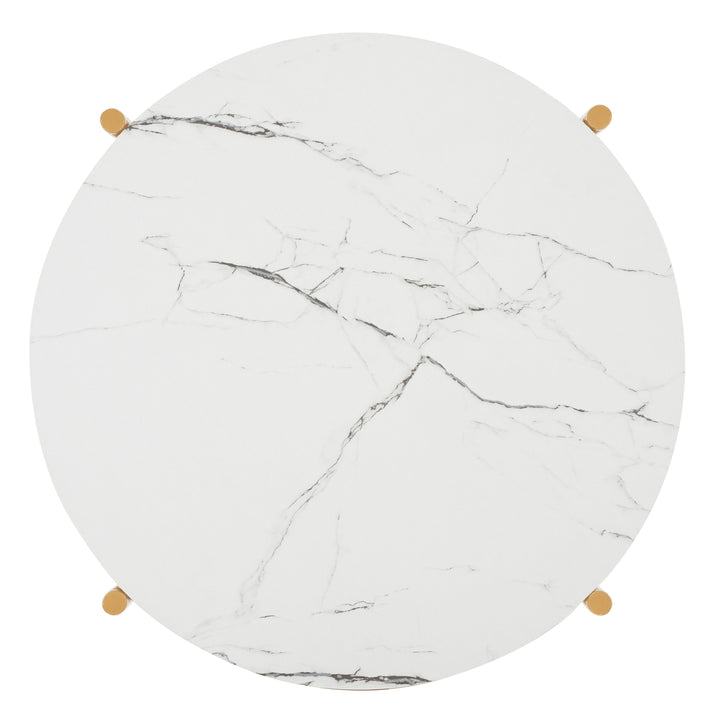 Faux White Marble / Gold Legs