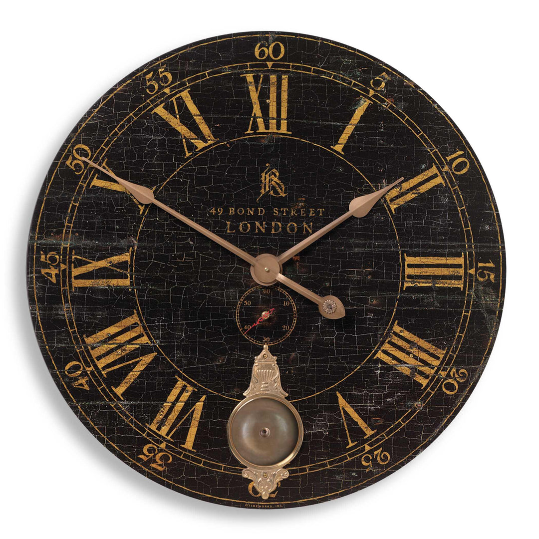 Bond Street 30" Black Wall Clock - AmericanHomeFurniture