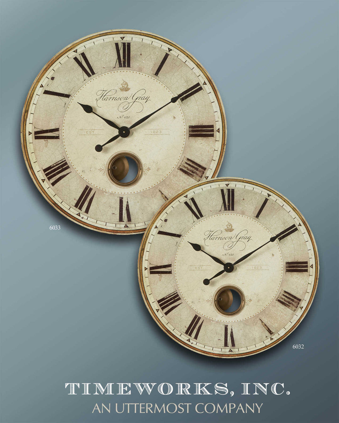 American Home Furniture Uttermost Harrison Gray 23" Clock