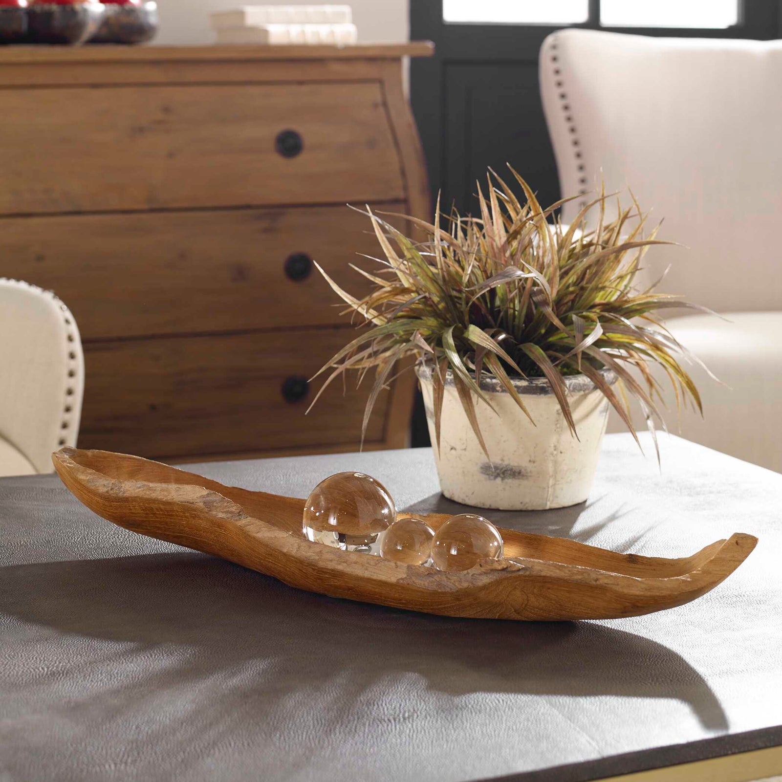 American Home Furniture Uttermost Teak Leaf Bowl