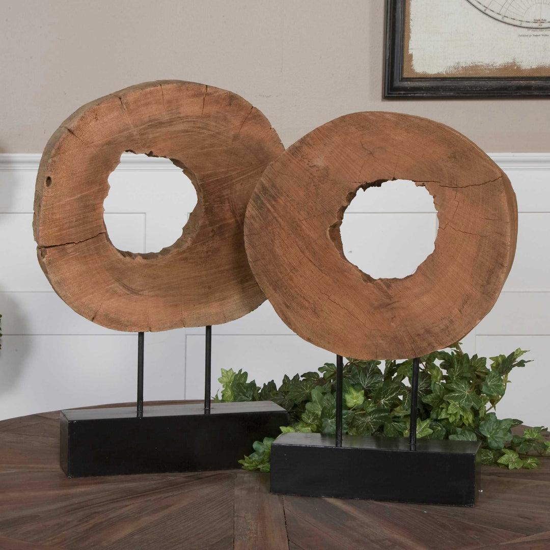 American Home Furniture Uttermost Ashlea Wooden Sculptures Set of 2