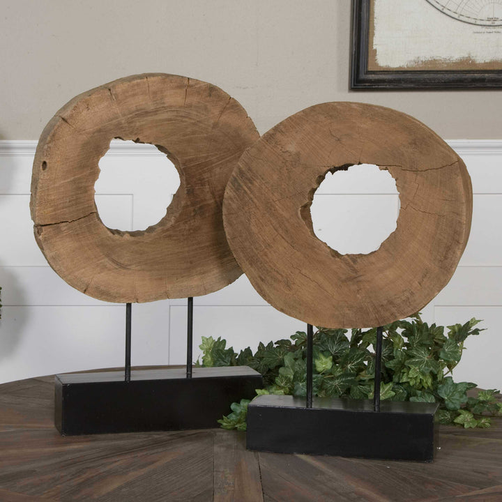 American Home Furniture Uttermost Ashlea Wooden Sculptures Set of 2
