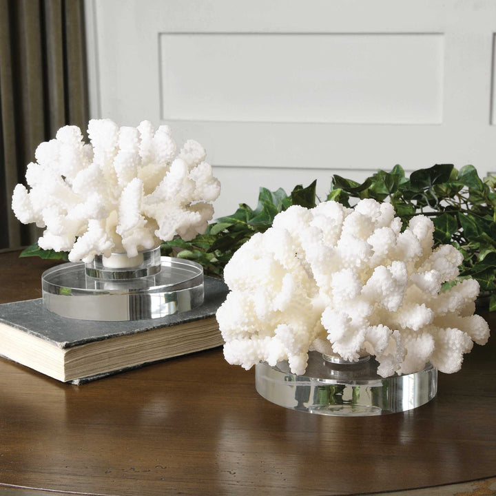 American Home Furniture Uttermost Hard Coral Sculptures, Set of 2