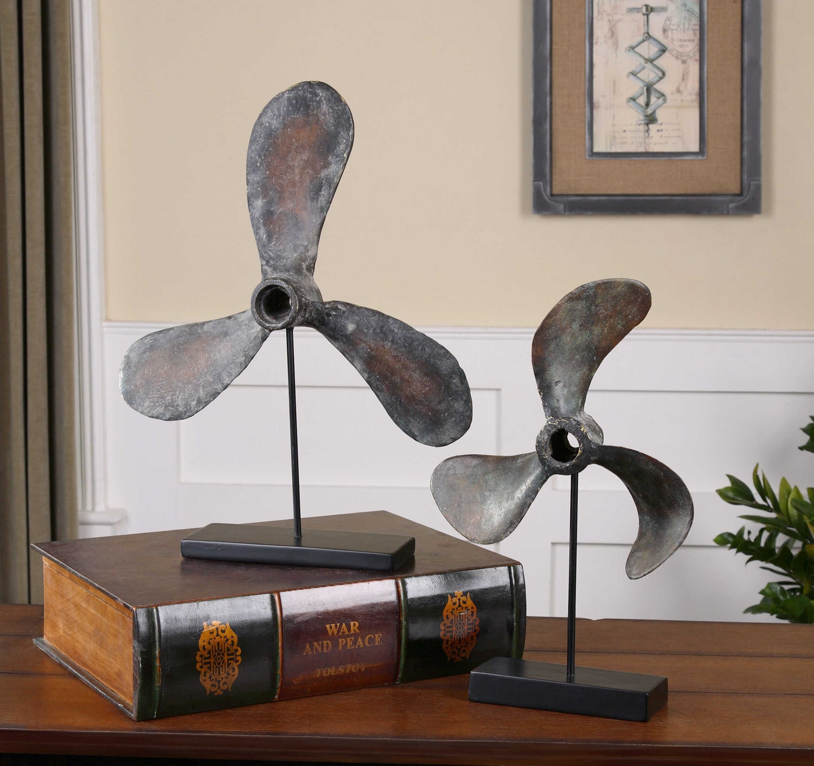 American Home Furniture Uttermost Propellers Rust Sculptures, Set of 2