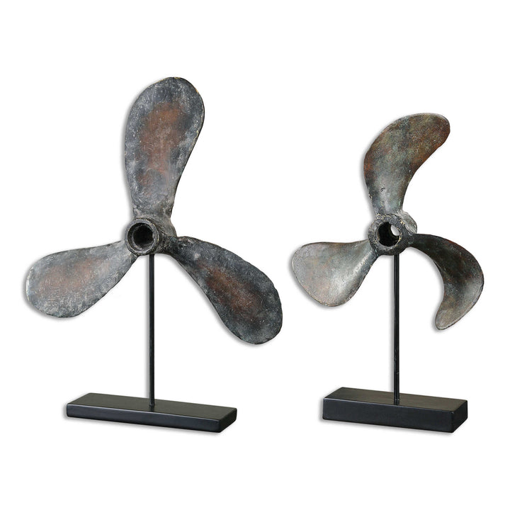 American Home Furniture Uttermost Propellers Rust Sculptures, Set of 2