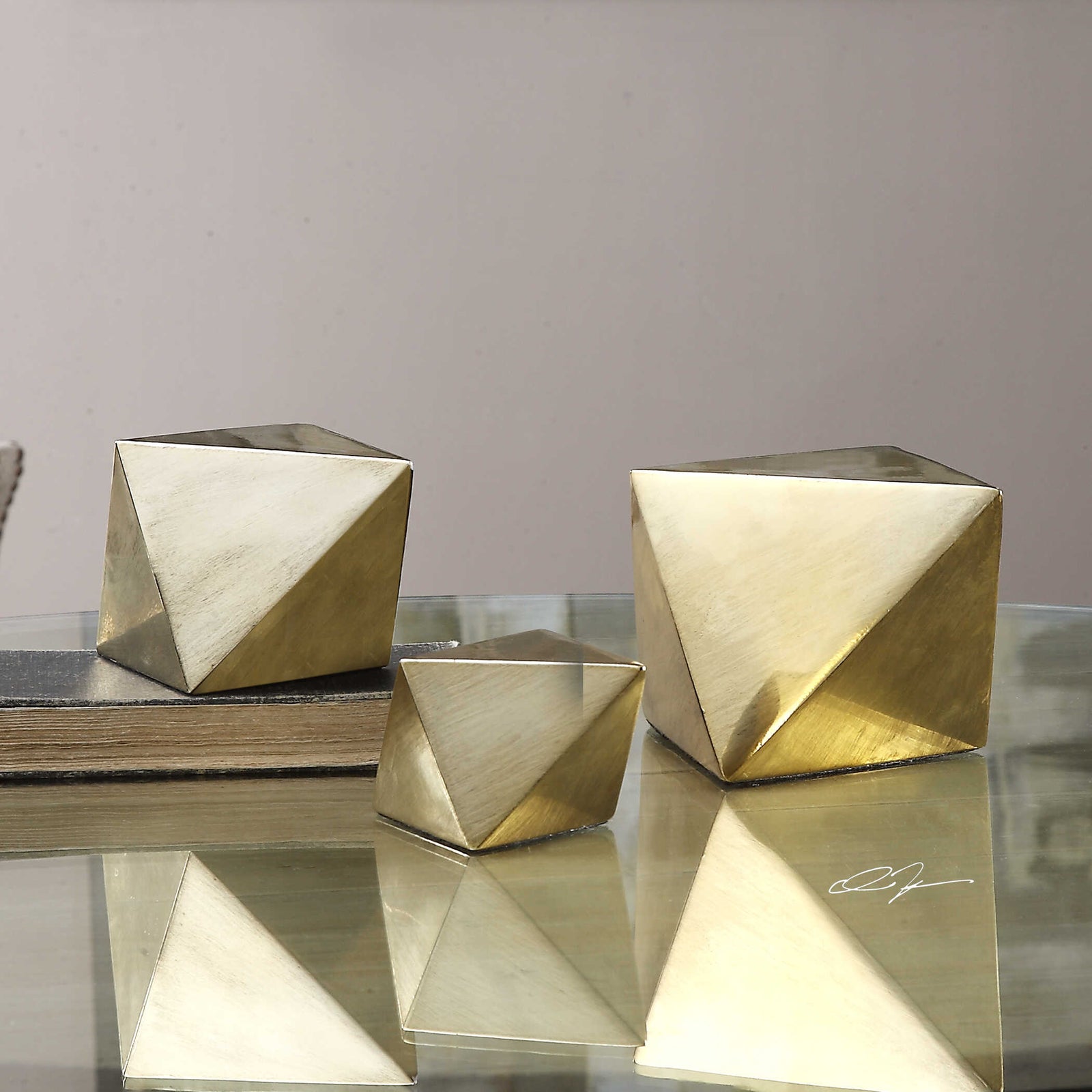 American Home Furniture Uttermost Rhombus Champagne Accents, Set of 3