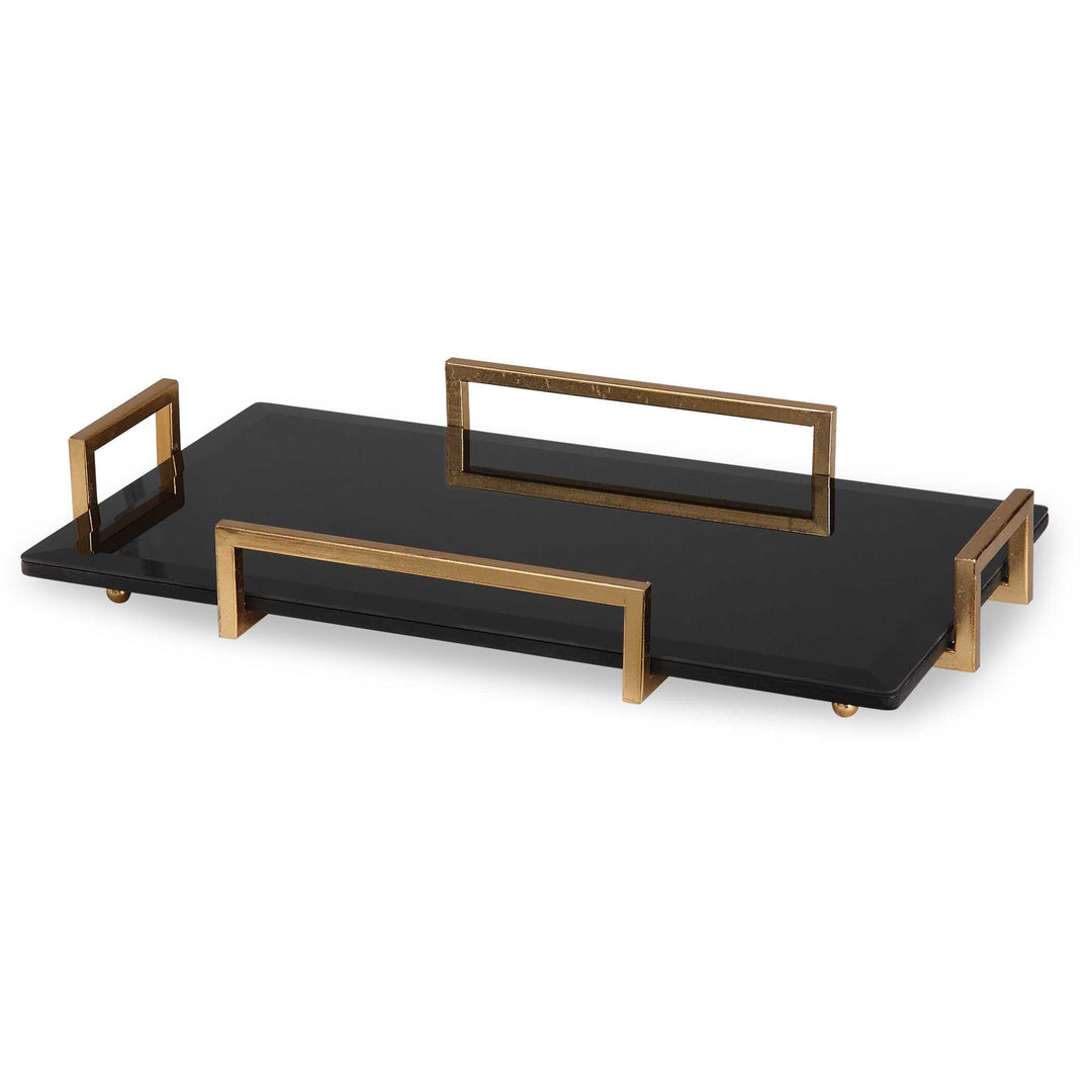 American Home Furniture Uttermost Ettore Black Glass Tray