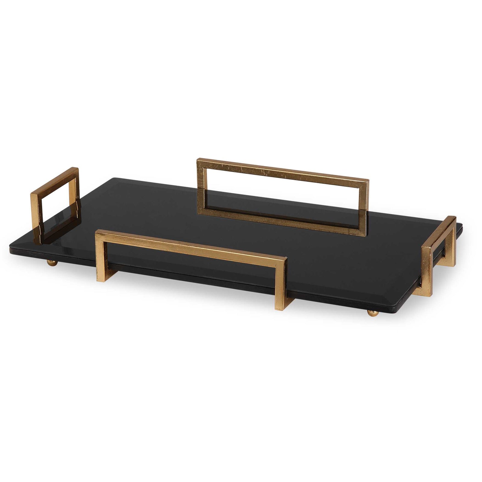 American Home Furniture Uttermost Ettore Black Glass Tray