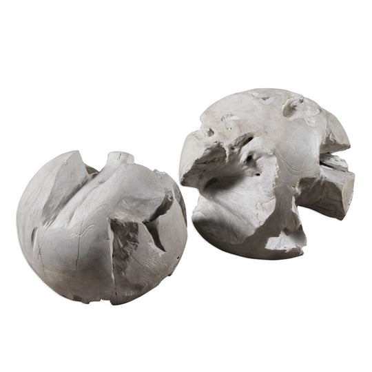 American Home Furniture Uttermost Ermanno Teak Balls S/2