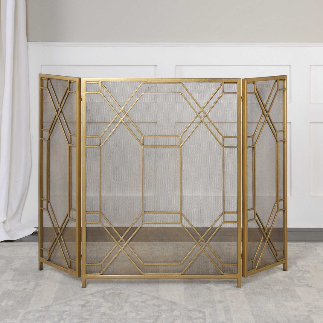 American Home Furniture Uttermost Rosen Gold Fireplace Screen