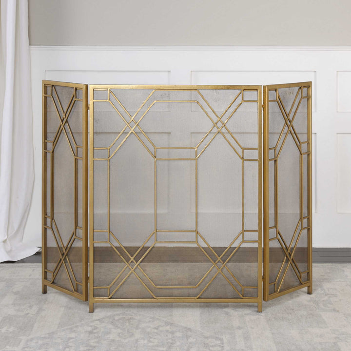 American Home Furniture Uttermost Rosen Gold Fireplace Screen