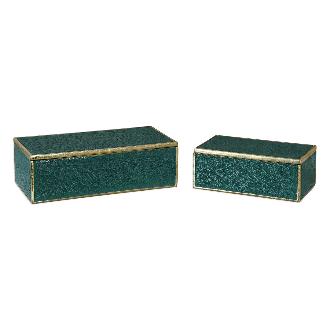American Home Furniture Uttermost Karis Emerald Green Boxes Set of 2