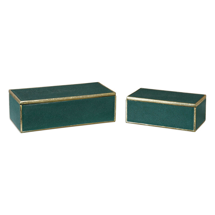 American Home Furniture Uttermost Karis Emerald Green Boxes Set of 2