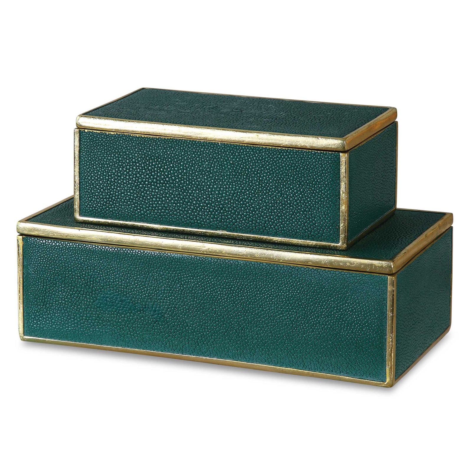 American Home Furniture Uttermost Karis Emerald Green Boxes Set of 2