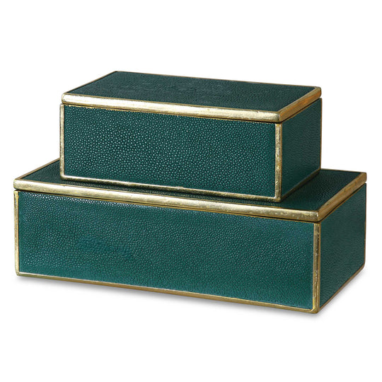 American Home Furniture Uttermost Karis Emerald Green Boxes Set of 2