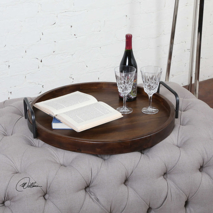 American Home Furniture Uttermost Reine Round Wooden Tray