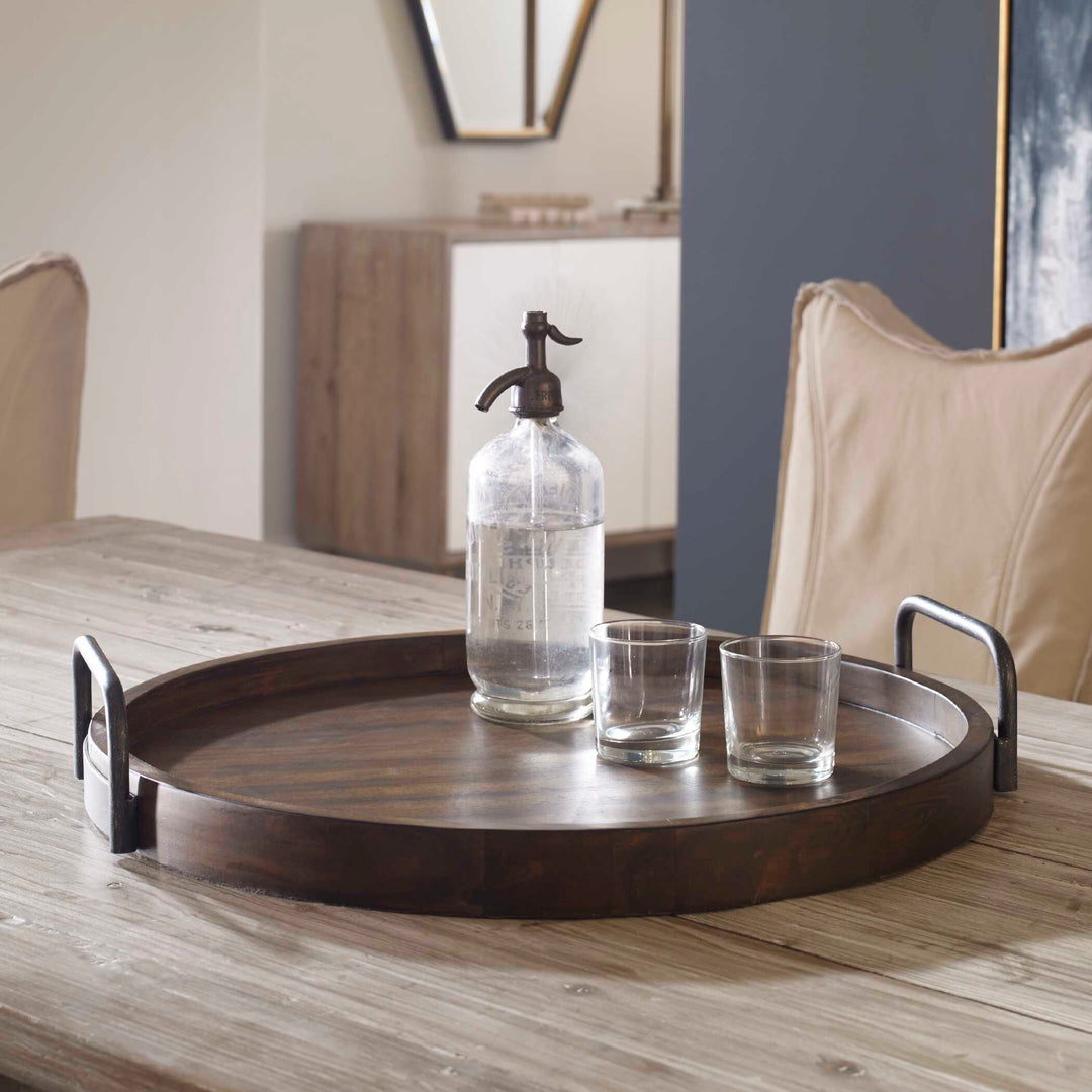 American Home Furniture Uttermost Reine Round Wooden Tray