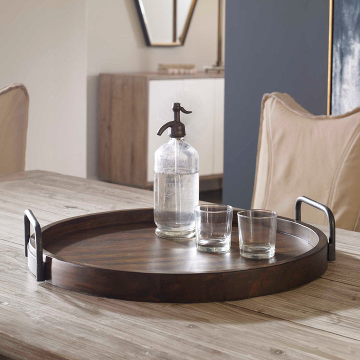 American Home Furniture Uttermost Reine Round Wooden Tray