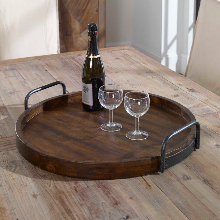 American Home Furniture Uttermost Reine Round Wooden Tray