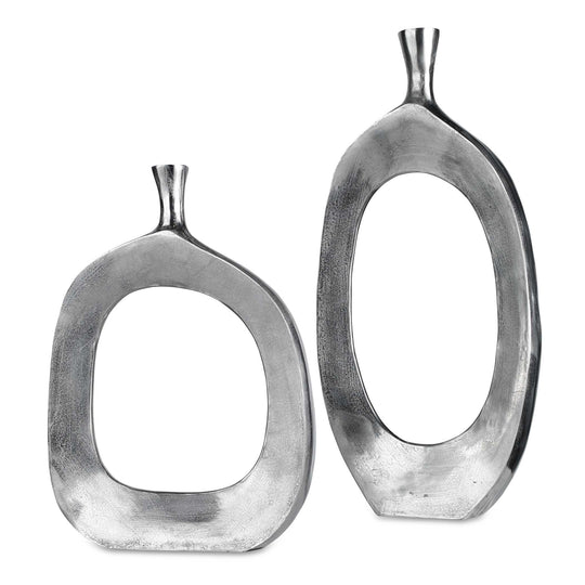 American Home Furniture Uttermost Cierra Aluminum Vases Set of 2