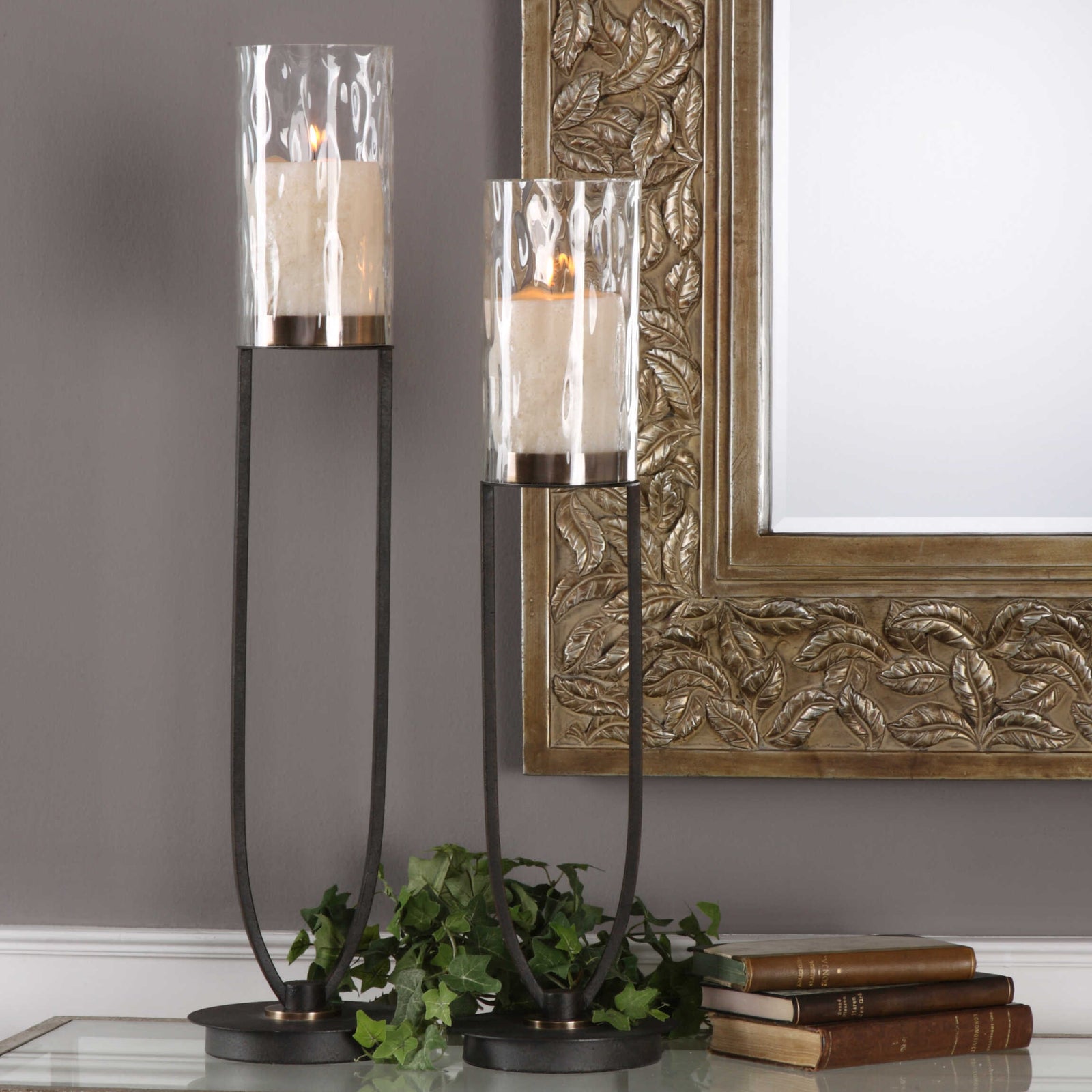 American Home Furniture Uttermost Durga Iron Work Candleholders Set/2