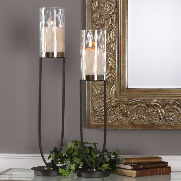 American Home Furniture Uttermost Durga Iron Work Candleholders Set/2