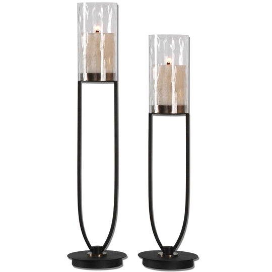 American Home Furniture Uttermost Durga Iron Work Candleholders Set/2