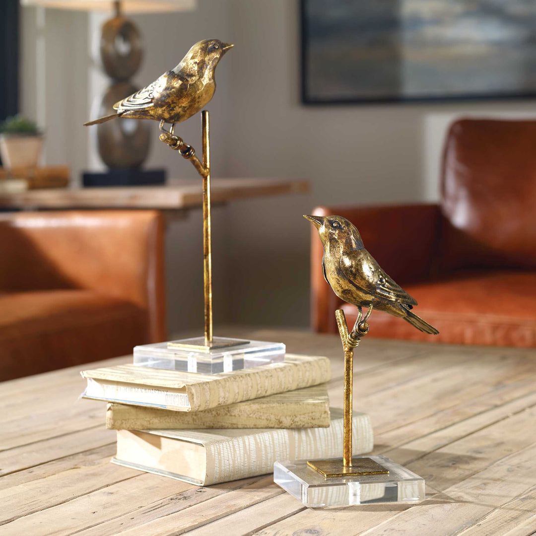 American Home Furniture Uttermost Passerines Bird Sculptures Set of 2