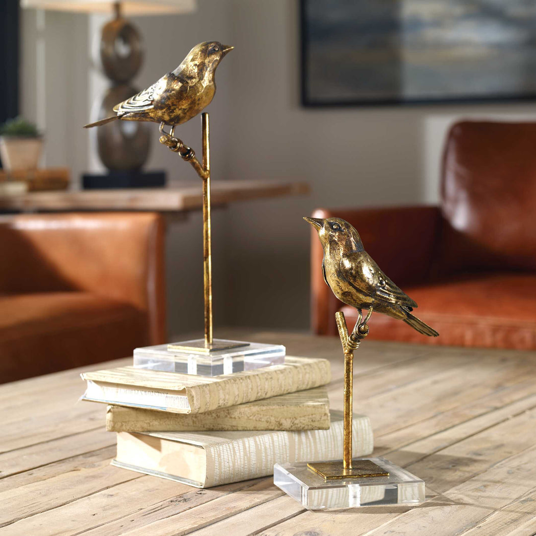American Home Furniture Uttermost Passerines Bird Sculptures Set of 2