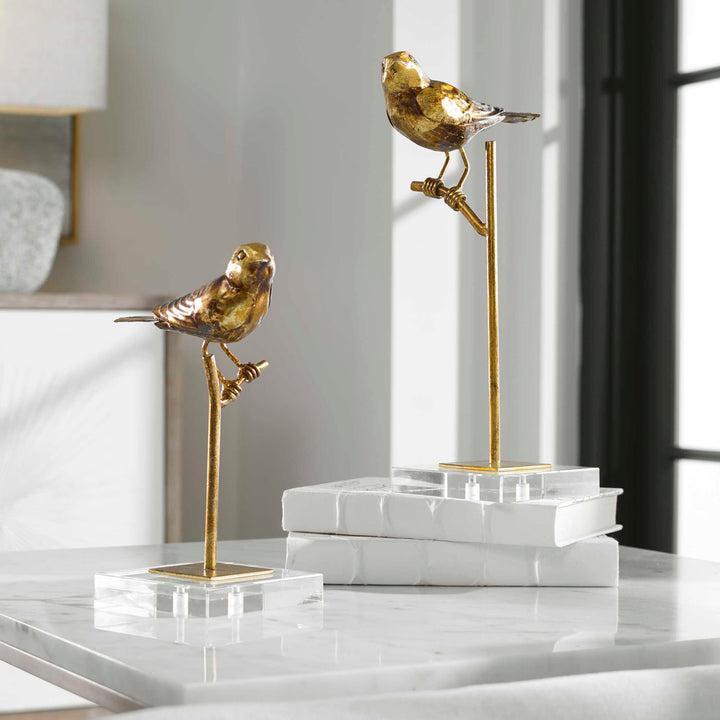 American Home Furniture Uttermost Passerines Bird Sculptures Set of 2