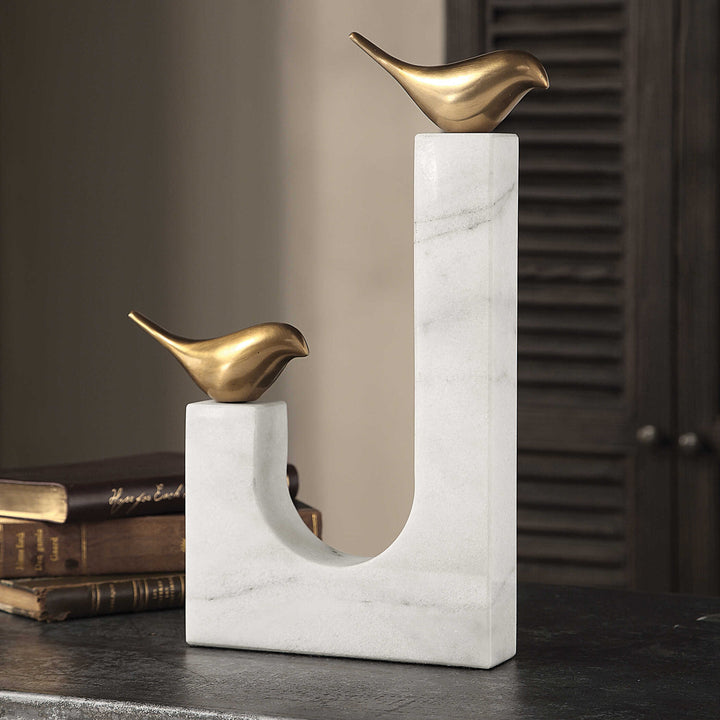 American Home Furniture Uttermost Songbirds Brass Sculpture