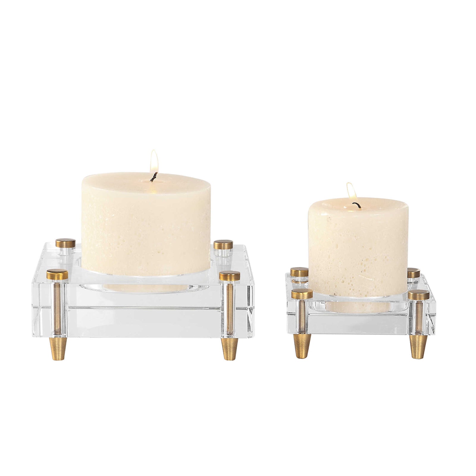 American Home Furniture Uttermost Claire Crystal Block Candleholders, Set of 2