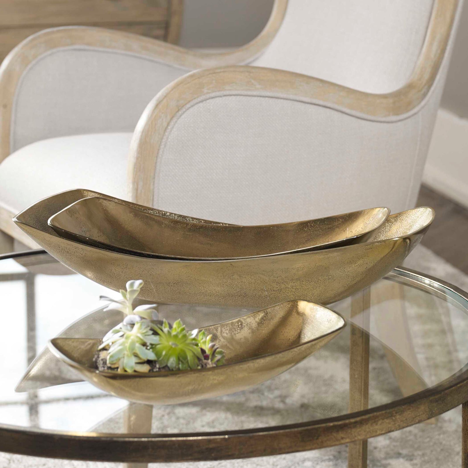 American Home Furniture Uttermost Anas Antique Brass Bowls Set/3
