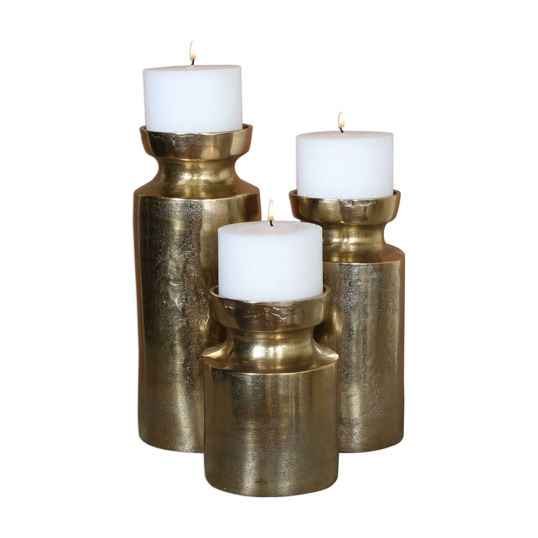 American Home Furniture Uttermost Amina Antique Brass Candleholders Set/3