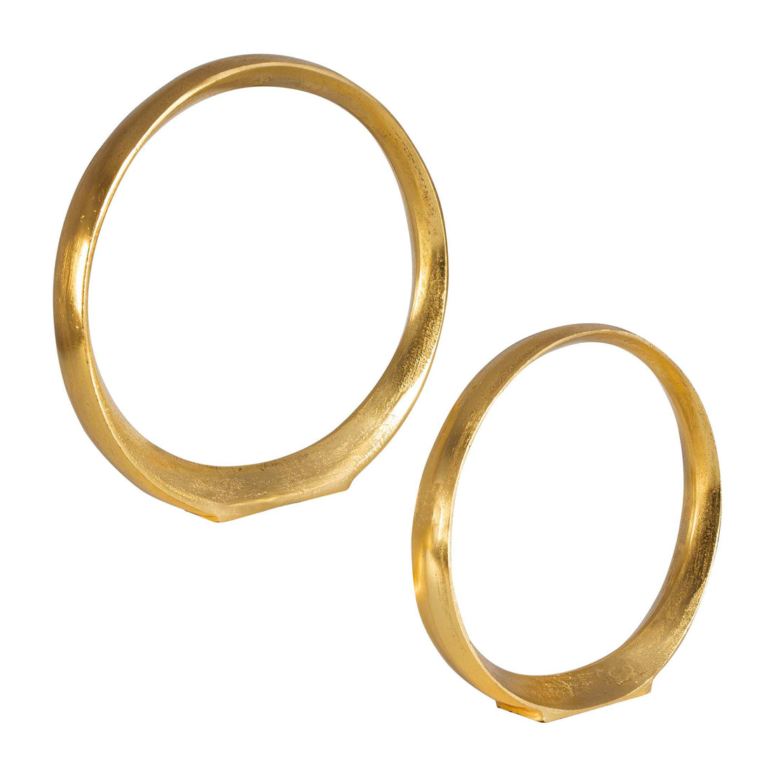 American Home Furniture Uttermost Jimena Gold Ring Sculptures Set/2