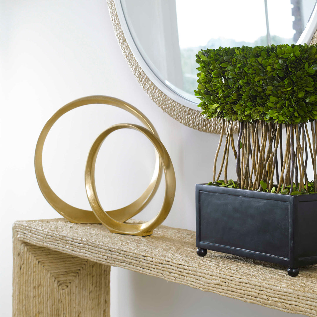 American Home Furniture Uttermost Jimena Gold Ring Sculptures Set/2