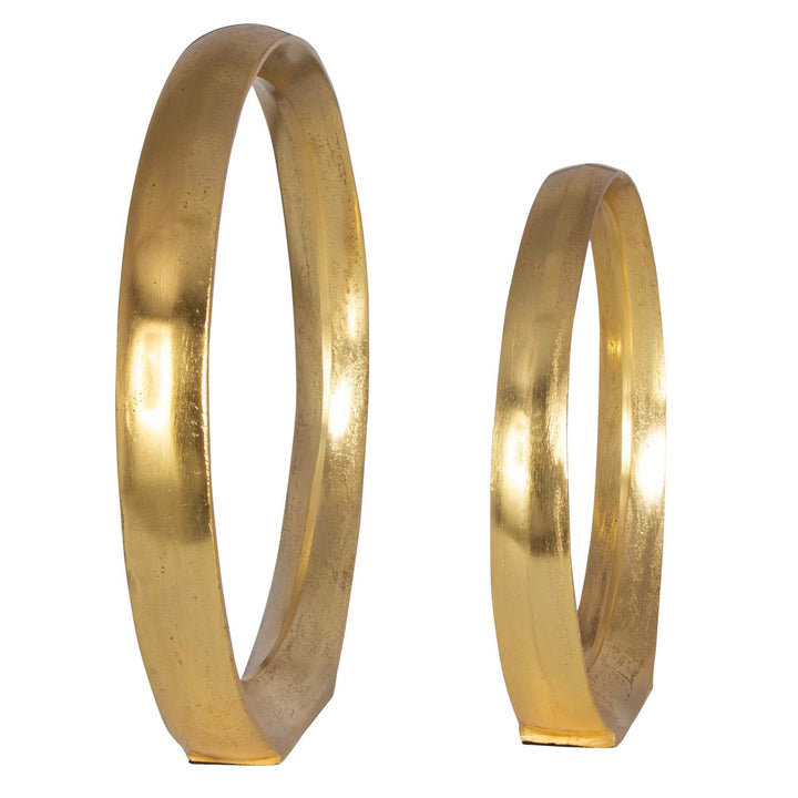 American Home Furniture Uttermost Jimena Gold Ring Sculptures Set/2
