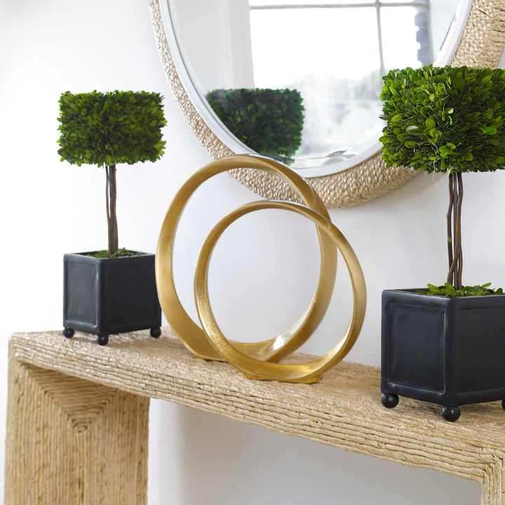 American Home Furniture Uttermost Jimena Gold Ring Sculptures Set/2