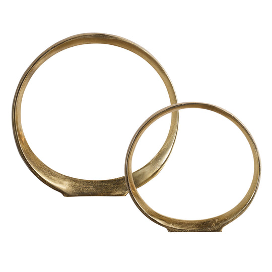 American Home Furniture Uttermost Jimena Gold Ring Sculptures Set/2