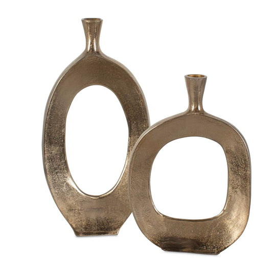 American Home Furniture Uttermost Kyler Textured Bronze Vases Set/2