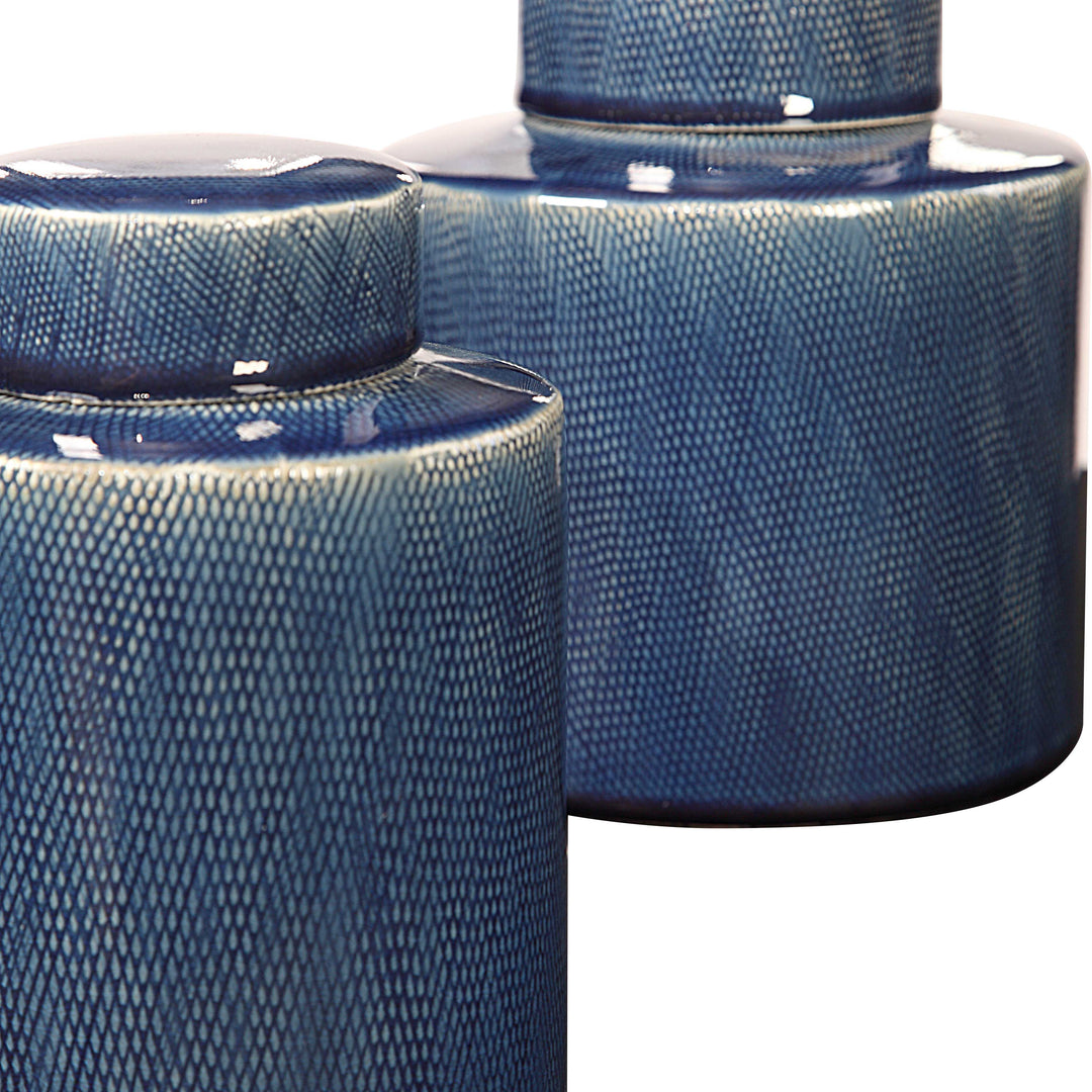 American Home Furniture Uttermost Saniya Blue Containers, Set of 2