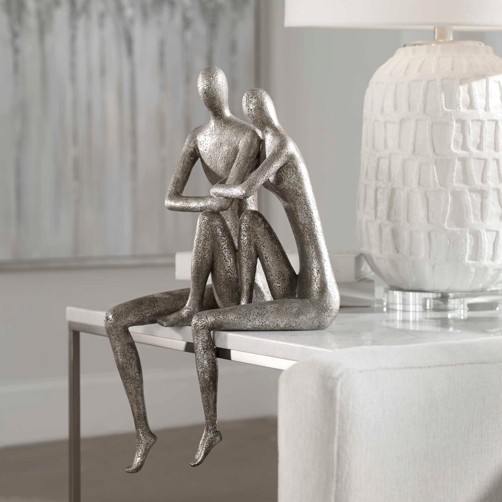 American Home Furniture Uttermost Courtship Antique Nickel Figurine
