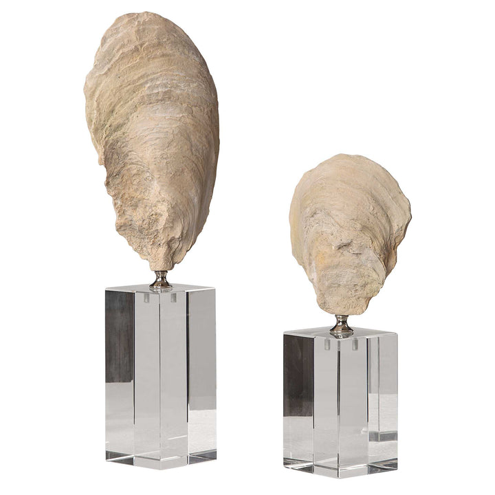 American Home Furniture Uttermost Oyster Shell Sculptures, Set of 2